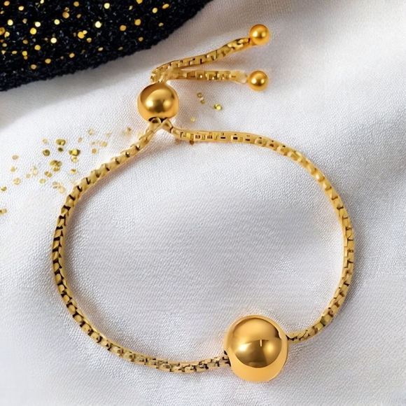 ποΈElegant 18K Gold Plated Beaded Adjustable Bracelet | Minimalist Dainty Chic - Picture 1 of 17